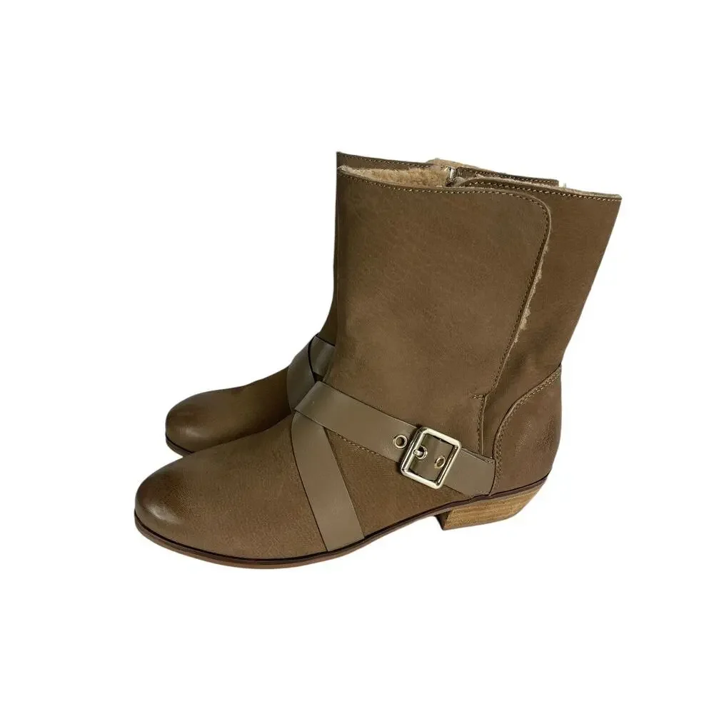 Softwalk Rayne Womens Brown Zipper Gold‎ Buckle Insulated Boots 10 M NWOB
